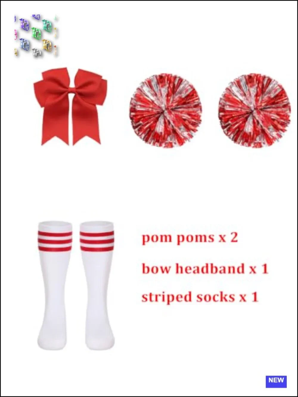 Girls Cheerleader Costume Set with Top Skirt Pom Poms Bow Socks Halloween Party